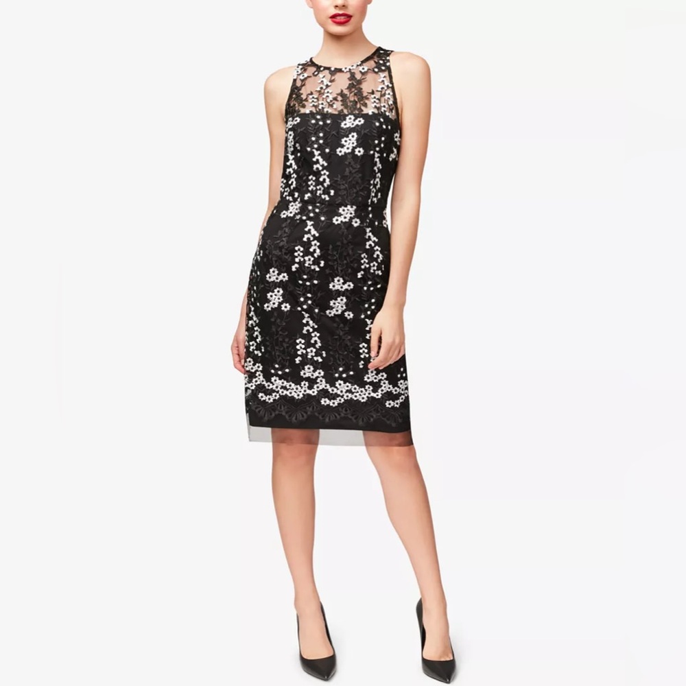 Betsey Johnson Embroidered Mesh Illusion Dress